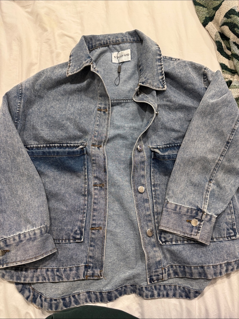 Vigoss Washed Blue Denim Jacket with Chest Pockets